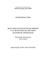 Quản lý hoạt động bồi dưỡng học sinh giỏi ở các trường trung học phổ thông huyện phù mỹ, tỉnh bình định