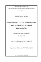 Ảnh hưởng của các yếu tố đầu vào đến hiệu quả kinh tế cây cà phê tỉnh đắc nông