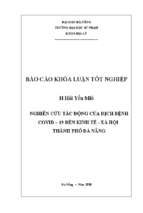 Nghiên cứu tác động của dịch bệnh covid – 19 đến kinh tế   xã hội thành phố đà nẵng