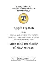 Công tác quản lý nguồn nước và thực trạng chất lượng nước tại một số hồ trên địa bàn thành phố đà nẵng.