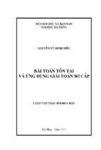 Bài toán tồn tại và ứng dụng giải toán sơ cấp.