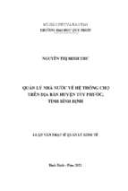 Quản lý nhà nước về hệ thống chợ trên địa bàn huyện tuy phước, tỉnh bình định