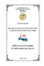 Hiện trạng sử dụng đất huyện nghĩa hành và hiệu quả kinh tế trong nông nghiệp.