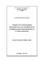 Nghiên cứu thành phần hóa học của vỏ cây đỉnh tùng (cephalotaxus mannii hook.f. ) ở tỉnh lâm đồng......