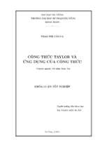 Công thức taylor và ứng dụng của công thức.