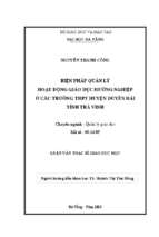 Biện pháp quản lý công tác giáo dục hướng nghiệp ở các trường trung học phổ thông huyện duyên hải tỉnh trà vinh..
