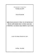 Biện pháp quản lý công tác tự đánh giá trong kiểm định chất lượng giáo dục ở trường cao đẳng giao thông vận tải ii..