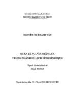 Quản lý nguồn nhân lực trong ngành du lịch tỉnh bình định