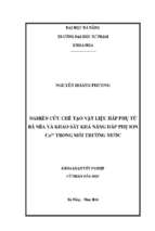 Nghiên cứu chế tạo vật liệu hấp phụ từ bã mía và khảo sát khả năng hấp phụ ion cu2+ trong môi trường nước.