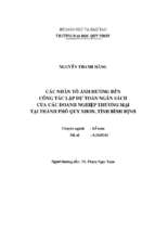 Các nhân tố ảnh hưởng đến công tác lập dự toán ngân sách của các doanh nghiệp thương mại tại thành phố quy nhơn, tỉnh bình định