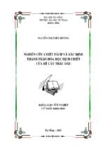 Nghiên cứu chiết tách và xác định thành phần hóa học dịch chiết của rễ cây thầu dầu.