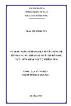 Sử dụng phần mềm moodle để xây dựng hệ thống các bài thí nghiệm về chủ đề động vật   môn khoa học tự nhiên lớp 6