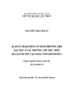 Quản lý hoạt động sử dụng phương tiện dạy học ở các trường tiểu học trên địa bàn huyện vạn ninh, tỉnh khánh hòa