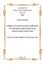 Nghiên cứu đánh giá chất lượng một số chế phẩm sử dụng hoạt dược paracetamol ở đà nẵng.