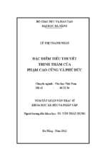 Đặc điểm tiểu thuyết trinh thám của phạm cao củng và phú đức.