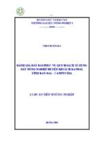 Đánh giá đất đai phục vụ quy hoạch sử dụng đất nông nghiệp huyện khsách kanđal tỉnh kan đal   campuchia
