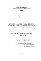 Định hướng đổi mới đầu tư phát triển cơ sở hạ tầng phục vụ sản xuất nông nghiệp nước ta trong thời kỳ công nghiệp hóa, hiện đại hóa..