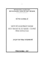 Một só giải pháp nhằm đẩy mạnh xuât khẩu cà phê tỉnh đồng nai