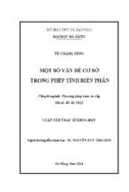 Một số vấn đề cơ sở trong phép tính biến phân..