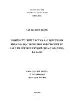 Nghiên cứu chiết tách và xác định thành phần hóa học trong một số dịch chiết từ cây tầm gửi trên cây khế chua ở hòa vang, đà nẵng.
