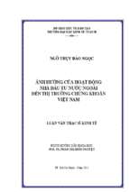 Ảnh hưởng của hoạt động nhà đầu tư nước ngoài đến thị trường chứng khoán việt nam
