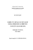 Nghiên cứu chế tạo cấu trúc dị thể cds fe2o3 nhằm nâng cao hiệu suất tách nước quang iện hóa