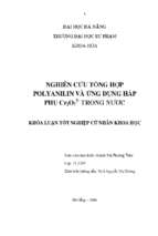 Nghiên cứu tổng hợp polyanilin và ứng dụng hấp phụ cr2o72  trong nước.