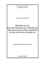 Biện pháp quản lý hoạt động đánh giá học sinh tiểu học trên địa bàn quận cẩm lệ, thành phố đà nẵng trong bối cảnh hiện nay..