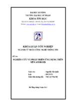 Nghiên cứu và phát triển ứng dụng trên nền điện thoại di động android