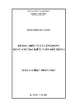 Hàm đa thức và các ứng dụng trong chương trình toán phổ thông.