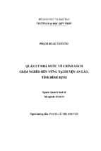 Quản lý nhà nước về chính sách giảm nghèo bền vững tại huyện an lão, tỉnh bình định