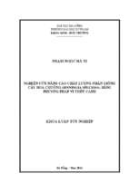Nghiên cứu nâng cao chất lượng nhân giống cây hoa chuông (sinningia speciosa) bằng phương pháp vi thủy canh.