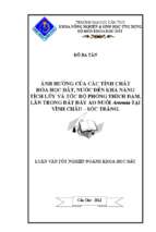 Ảnh hưởng của các tính chất hóa học đất, nước đến khả năng tích lũy và tốc độ phóng thích đạm, lân trong đất đáy ao nuôi artemia tại vĩnh châu – sóc trăng.