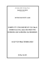 Nghiên cứu tổng hợp hệ xúc tác mg al hydrotalciteγ al2o3 cho phản ứng ester hóa dầu jatropha tạo biodiesel..