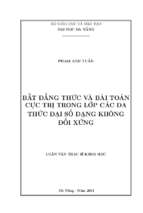 Bất đẳng thức và bài toán cực trị trong lớp các đa thức đại số dạng không đối xứng..