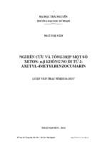 Nghiên cứu và tổng hợp một số xeton α,β  không no đi từ hợp chất 3  axetyl 4  metyl benzocumarin