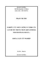Nghiên cứu nhân giống in vitro cây lan huyết nhung trơn (renanthera imschootiana rolfe)