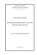 Áp dụng phương pháp xác suất để giải toán sơ cấp..