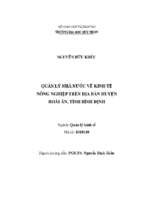 Quản lý nhà nước về kinh tế nông nghiệp trên địa bàn huyện hoài ân, tỉnh bình định