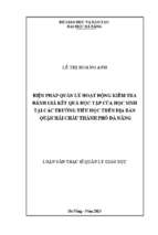 Biện pháp quản lý hoạt động kiểm tra đánh giá kết quả học tập của học sinh tại các trường tiểu học trên địa bàn quận hải châu thành phố đà nẵng..