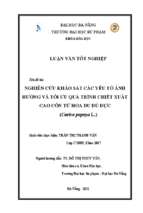 Nghiên cứu khảo sát các yếu tố ảnh hưởng và tối ưu quá trình chiết xuất cao cồn từ hoa đu đủ đực (carica papaya l.)