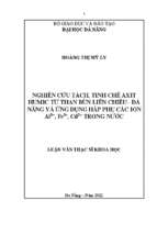 Nghiên cứu tách, tinh chế axit humic từ than bùn liên chiểu   đà nẵng và ứng dụng hấp phụ các ion al3+, fe3+, cd2+ trong nước.