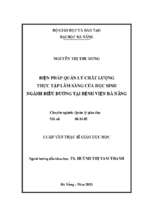 Biện pháp quản lý chất lượng thực tập lâm sàng của học sinh ngành điều dưỡng tại bệnh viện đà nẵng.