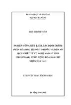 Nghiên cứu chiết tách, xác định thành phần hóa học trong tinh dầu và một số dịch chiết từ củ nghệ vàng ở tỉnh champasak, nước cộng hòa dân chủ nhân dân lào..