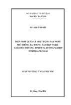 Biện pháp quản lý hoạt động dạy nghề phổ thông tại trung tâm dạy nghề   giáo dục thường xuyên và hướng nghiệp tỉnh quảng ngãi..