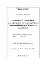 Giải pháp phát triển đội ngũ giáo viên trường trung học phổ thông tỉnh savannakhet nước chdcnd lào.