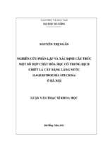 Nghiên cứu phân lập và xác định cấu trúc một số hợp chất hóa học có trong dịch chiết lá cây bằng lăng nước [lagerstroemia speciosa] ở hà nội.