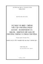 Dự báo và hiệu chỉnh với cặp phương pháp adams   bashforth và milne simpson để giải số phương trình vi phân thường.