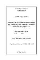 Biện pháp quản lý phương tiện dạy học tại trường đại học kiến trúc đà nẵng trong giai đoạn hiện nay..