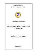 Hệ phương trình vi phân và ứng dụng